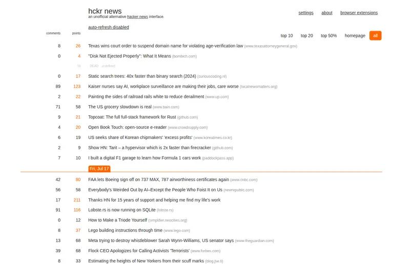 hckr news - Hacker News sorted by time