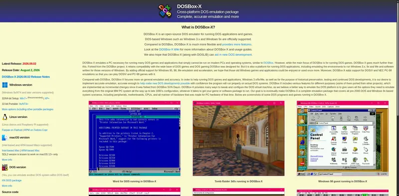 DOSBox-X - Accurate DOS emulation for Windows, Linux, macOS, and DOS