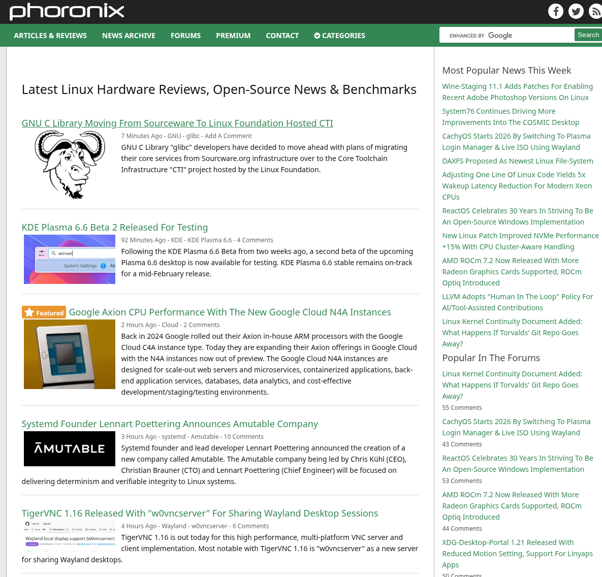 Linux Hardware Reviews & Performance Benchmarks, Open-Source News - Phoronix