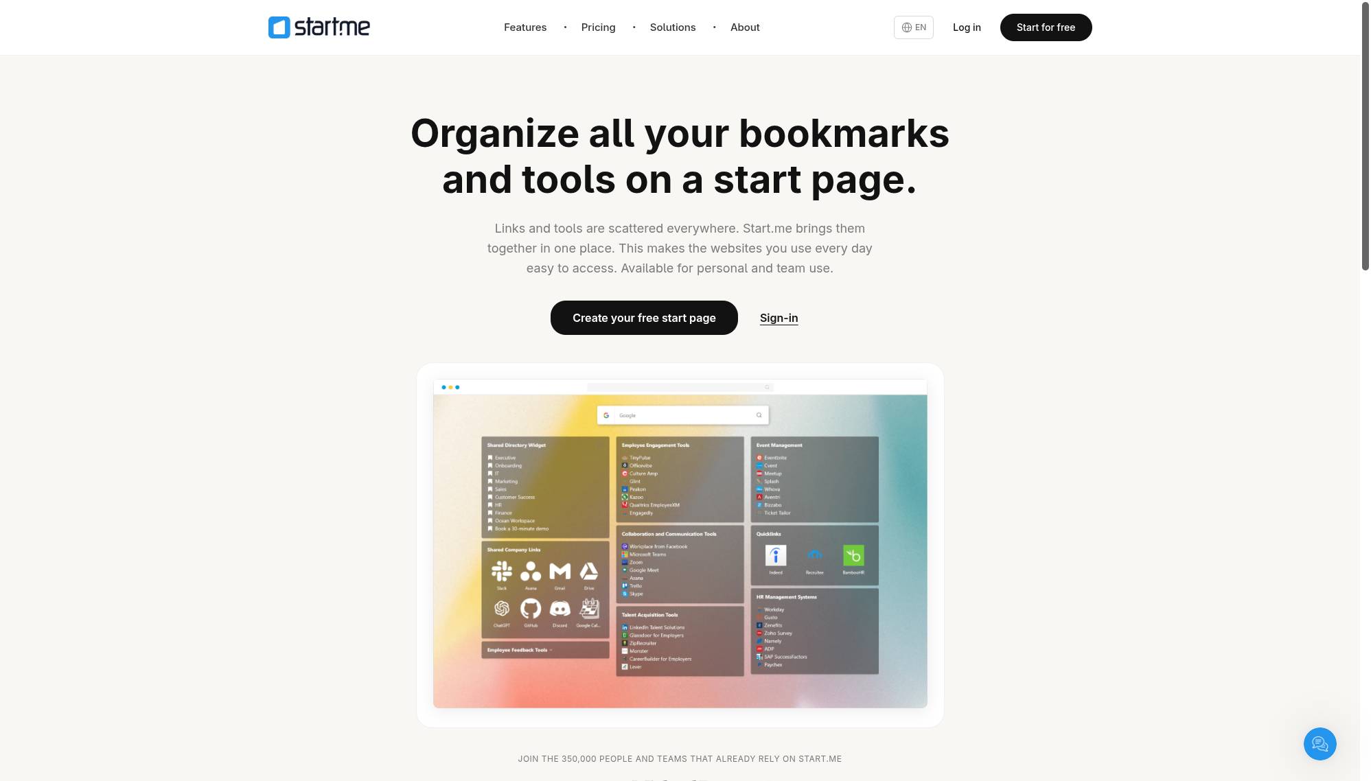 Personalized Start Page and Bookmark Manager | Start.me