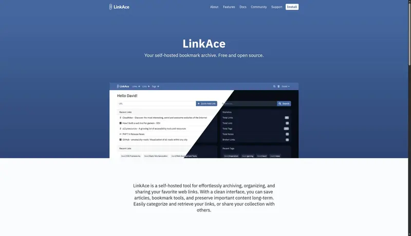 LinkAce - Your self-hosted bookmark archive. Free and open source.