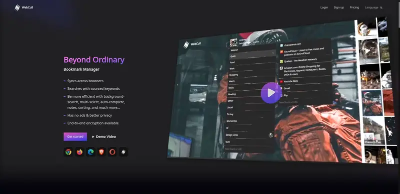 WebCull - Ad-Free and Privacy-Focused Bookmark Manager