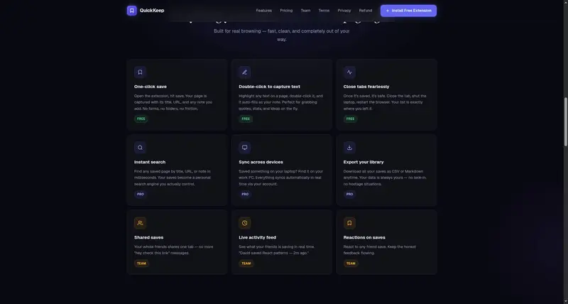 QuickKeep — Save Any Page Instantly | Chrome Extension