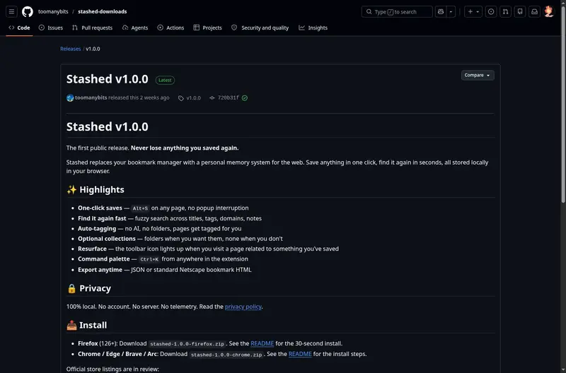 Release Stashed v1.0.0 · toomanybits/stashed-downloads