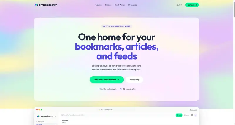 Sync Browser Bookmarks, Save Articles & Follow Feeds | My Bookmarky