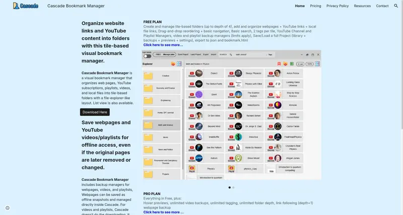 Cascade Bookmark Manager