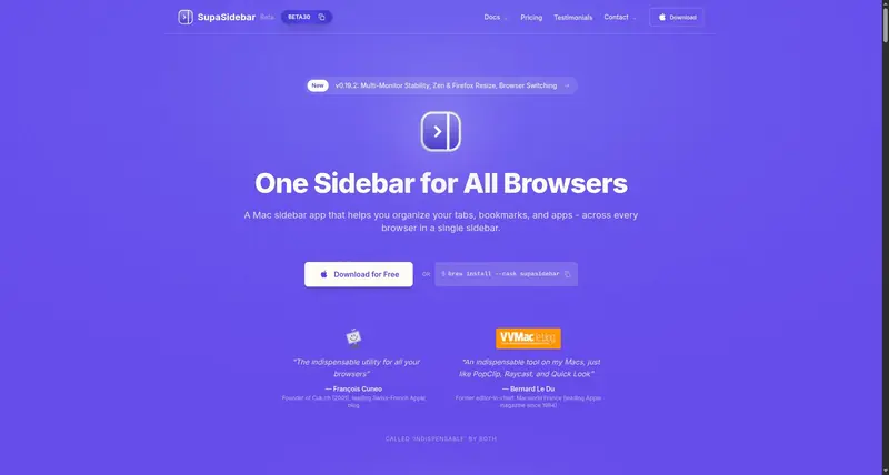 SupaSidebar | Arc Sidebar for All Browsers