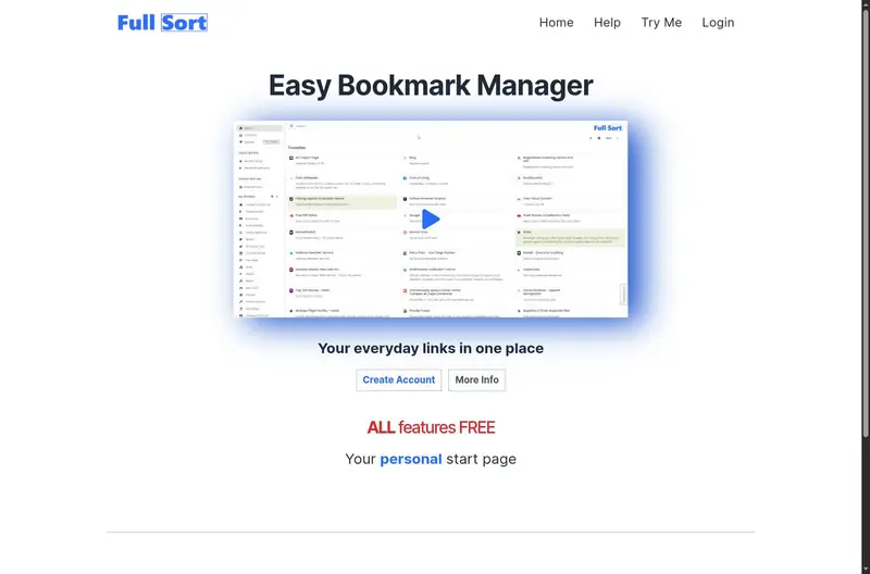 Full Sort | Start page and bookmark manager