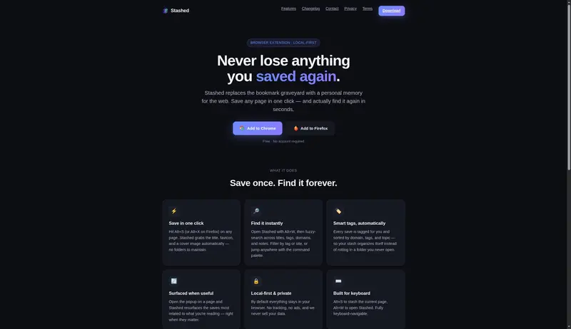 Stashed — Save & Find Anything on the Web