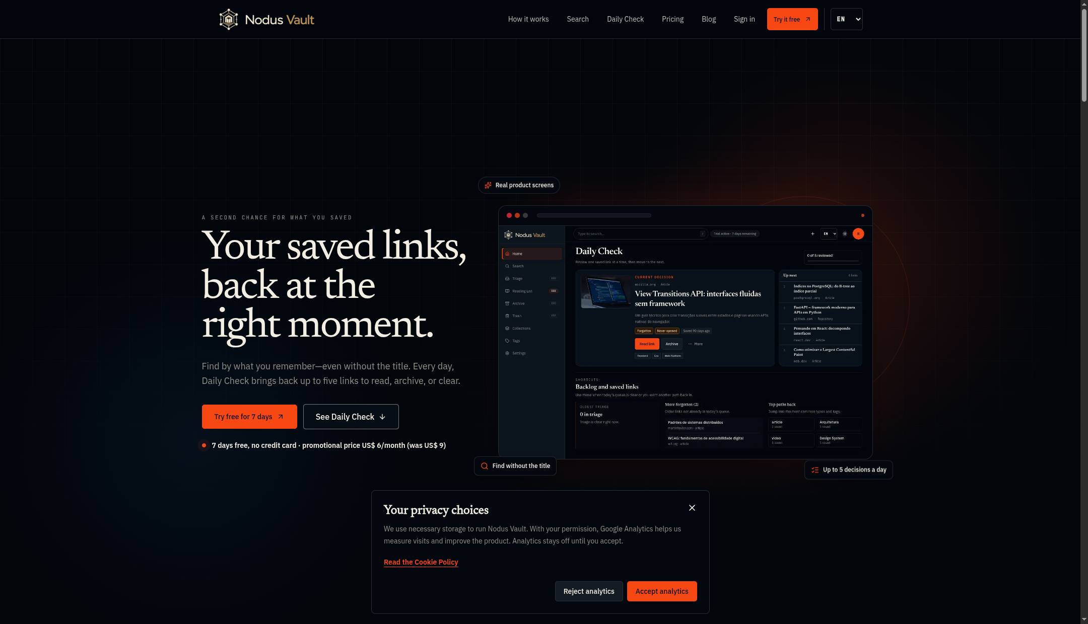 Nodus Vault: Smart Bookmark Manager for Saved Links