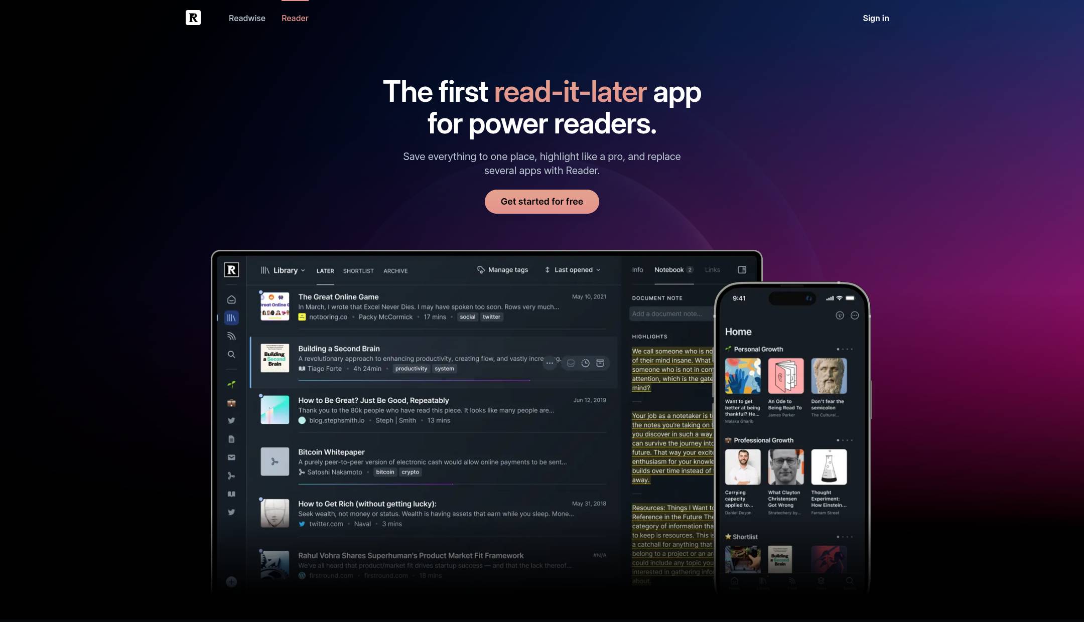 Readwise Reader | The first read-it-later app built for power readers.